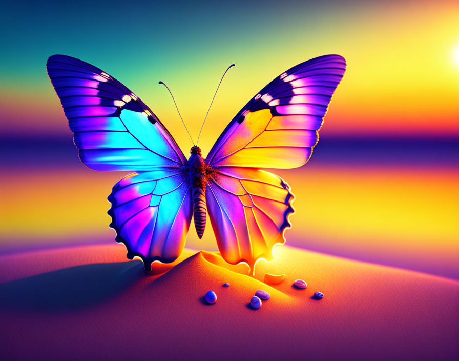 Beautiful butterfly of bright luminous bright