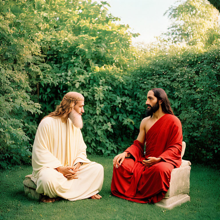 Jesus having Conversation with Gautama Buddha 