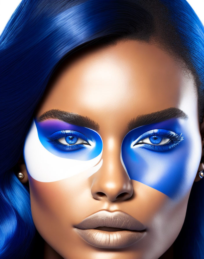 Blue and white face 