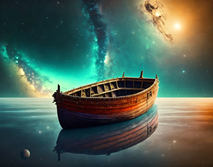 A boat on a sea of space