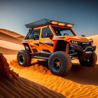 Orange and Black All-Terrain Vehicle on Sand Dune under Blue Sky