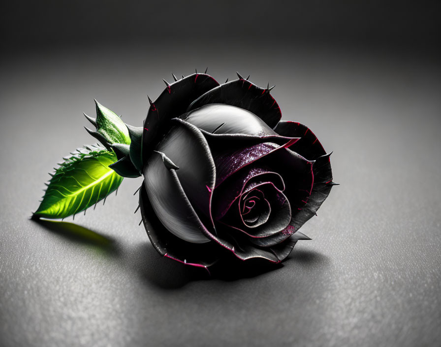 Monochrome Rose with Subtle Purple Tint on Dark Background