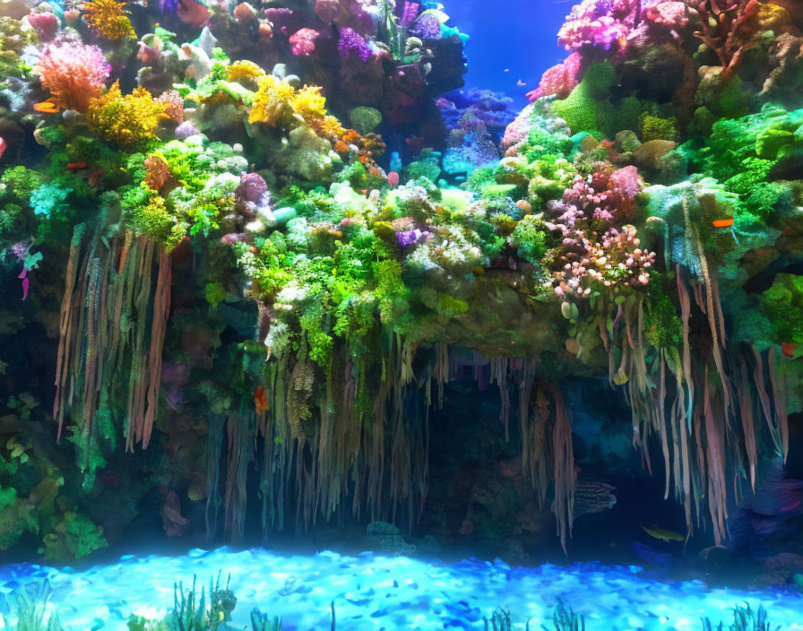 Colorful Underwater Scene with Corals and Fish