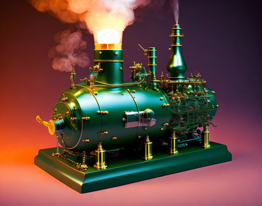 Colorful Stylized Vintage Steam Engine Illustration