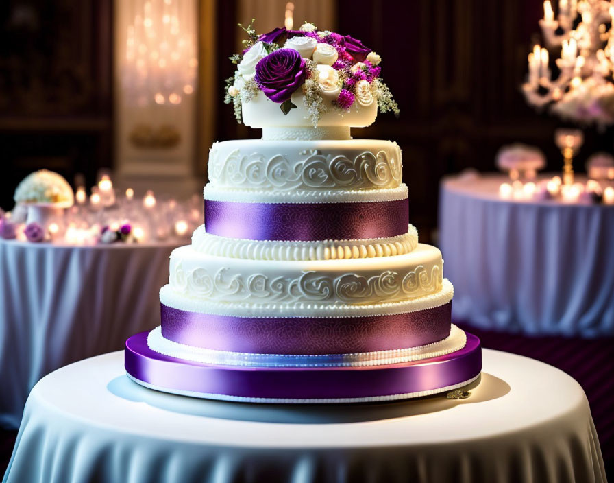  A five-tiered white wedding cake