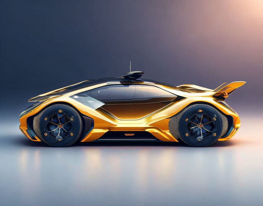 Luxurious Gold and Black Sports Car with Aerodynamic Design