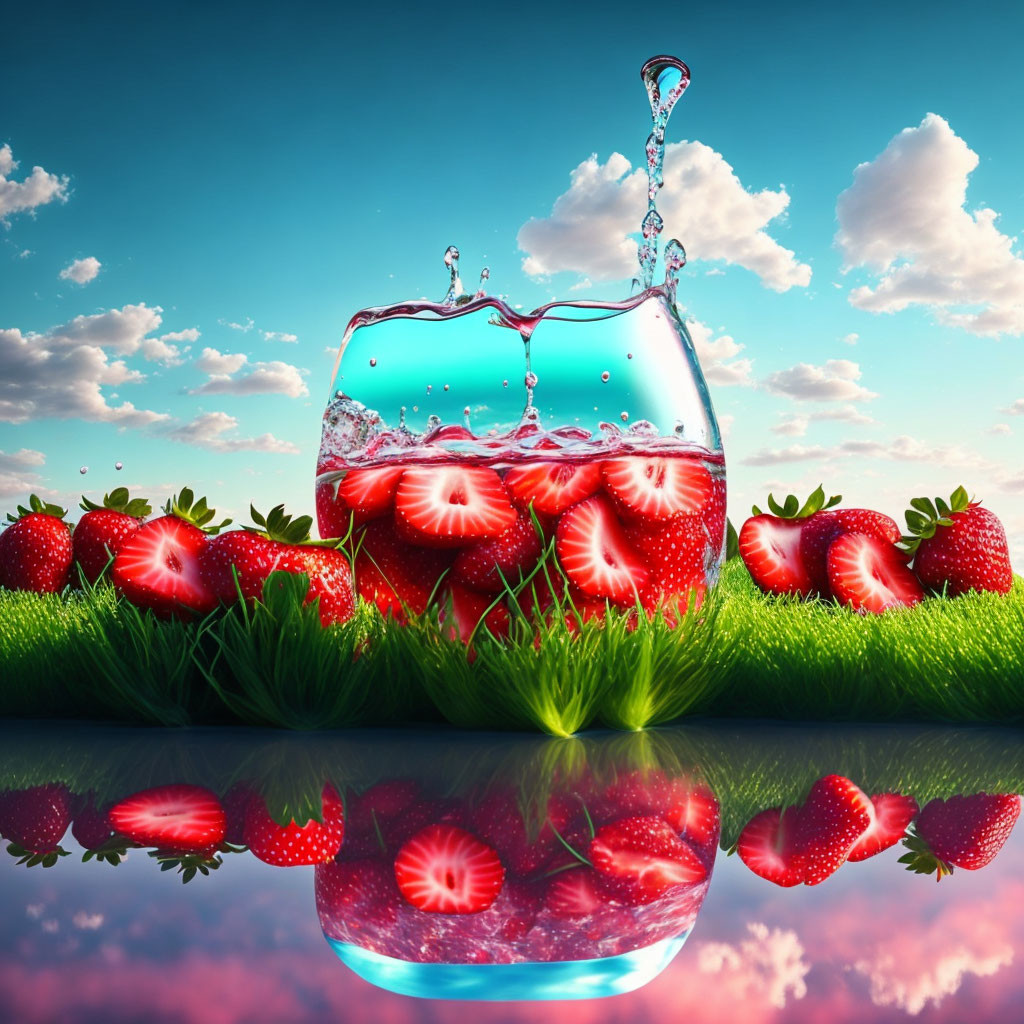 strawberry and grass