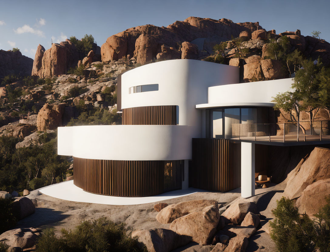 Modern house, cliff