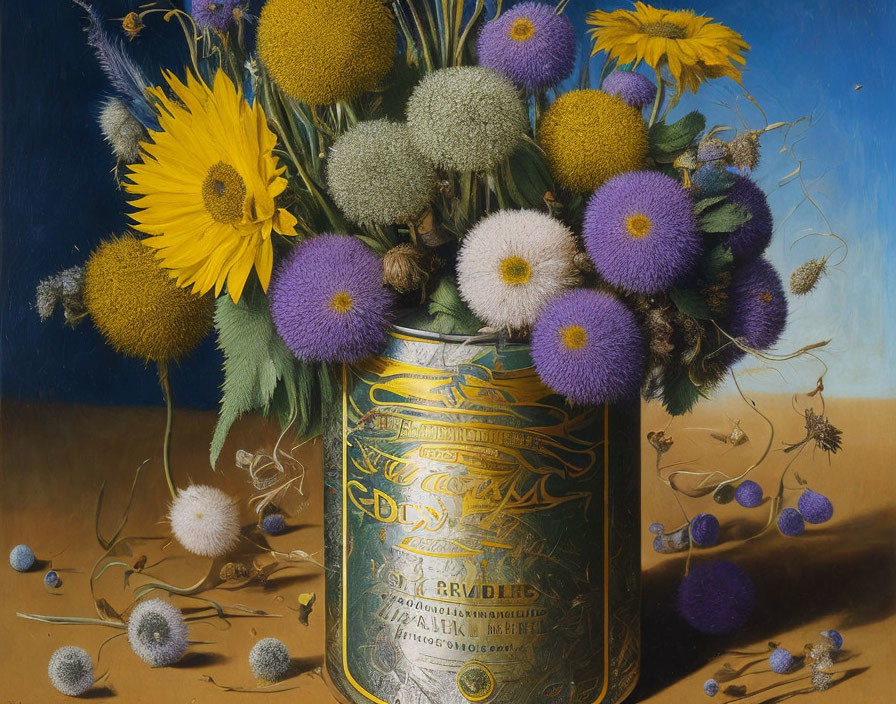 Bouquet of in a beer can.