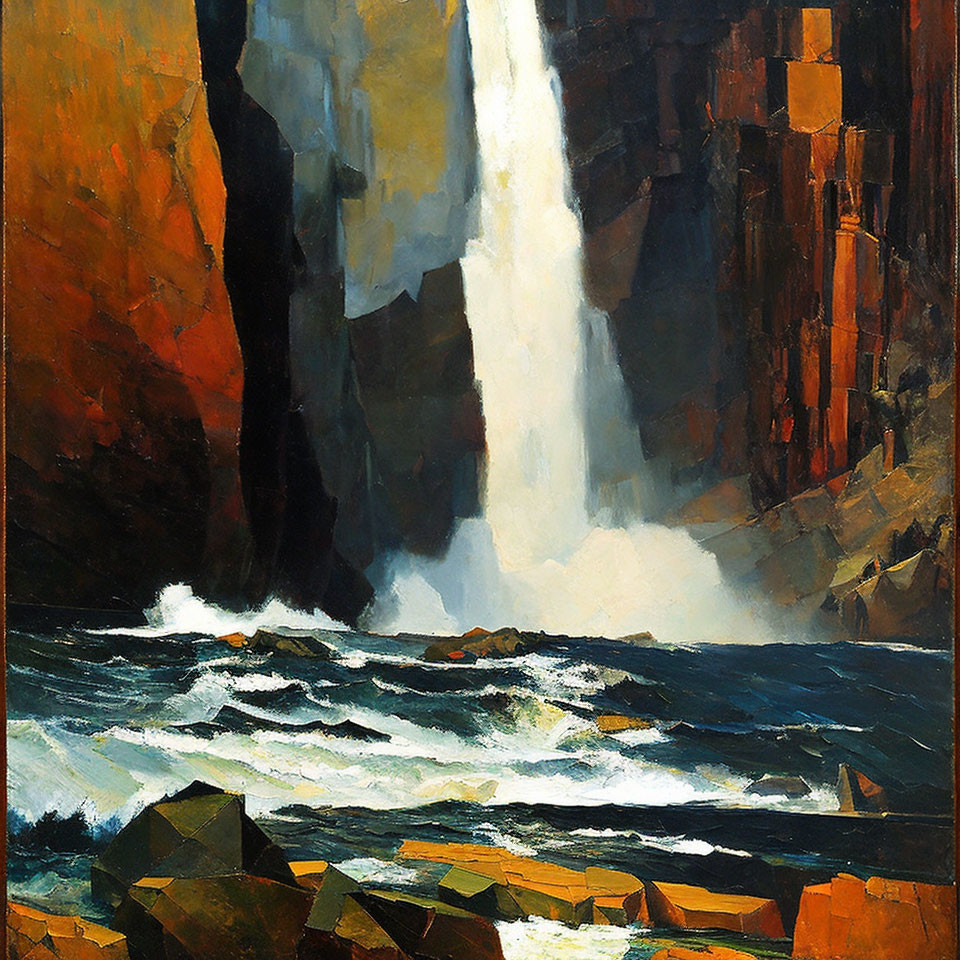 Cubism, waterfall.