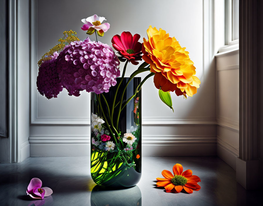 flowers in a floor vase
