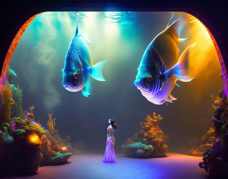  Aquarium wall in a psychedelic nightclub interior