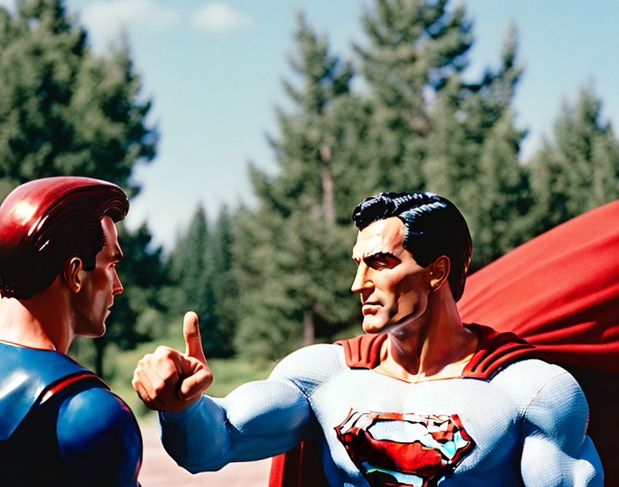 Superman Action Figures Thumbs Up in Nature