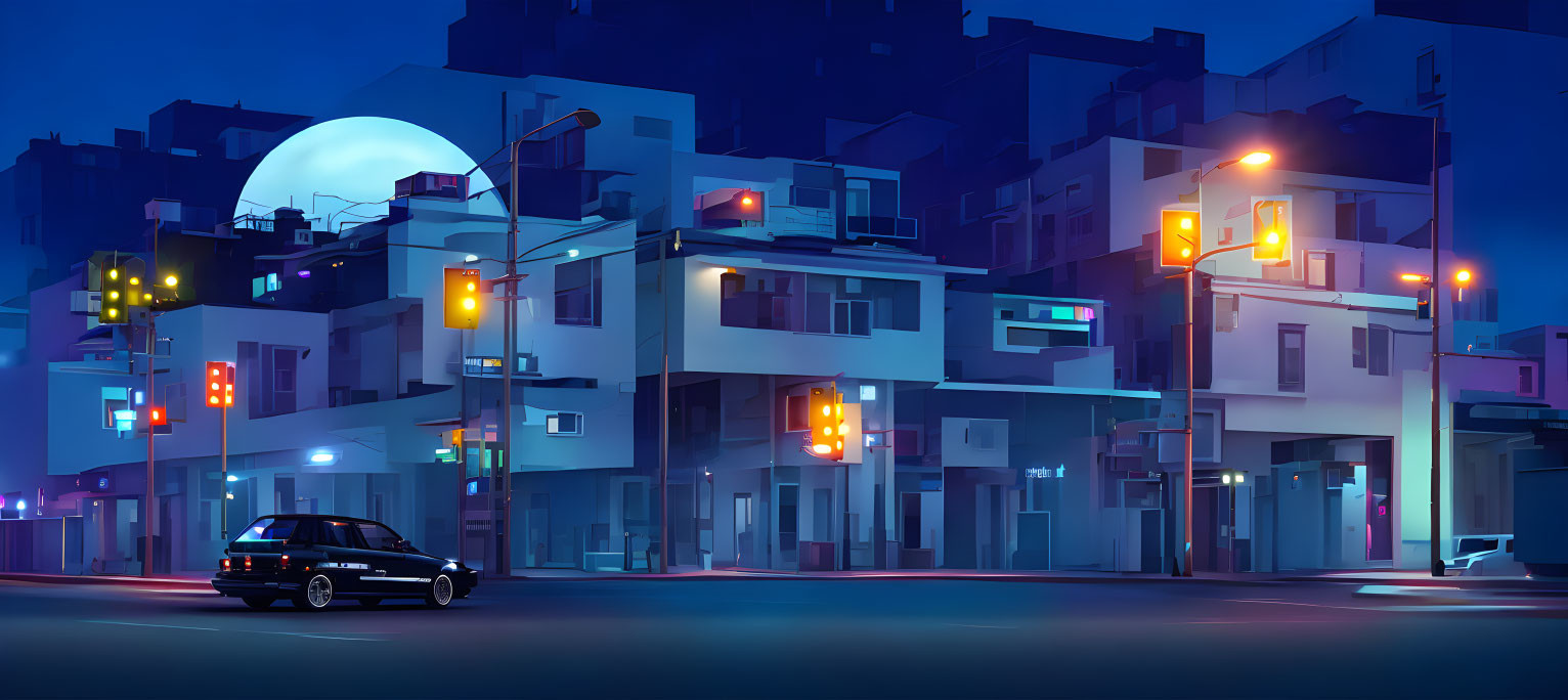 Urban City Night Illustration 