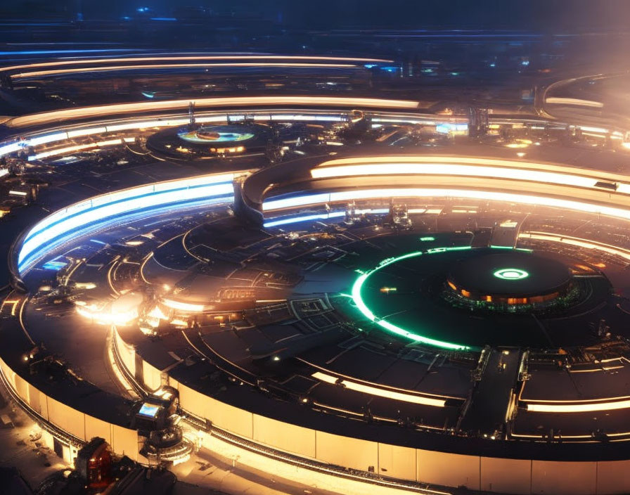 Circular Layers Illuminate Futuristic Space Station