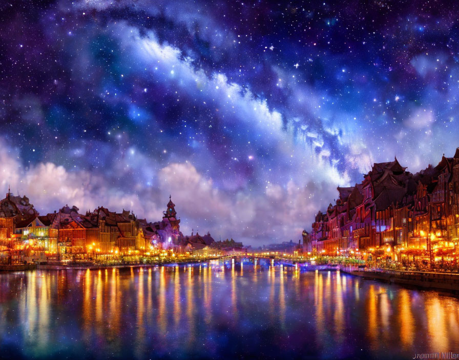 Starry night with nebulae 