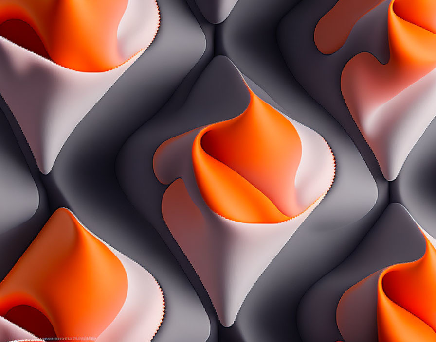 Abstract 3D Orange and Gray Twisted Cloth Pattern