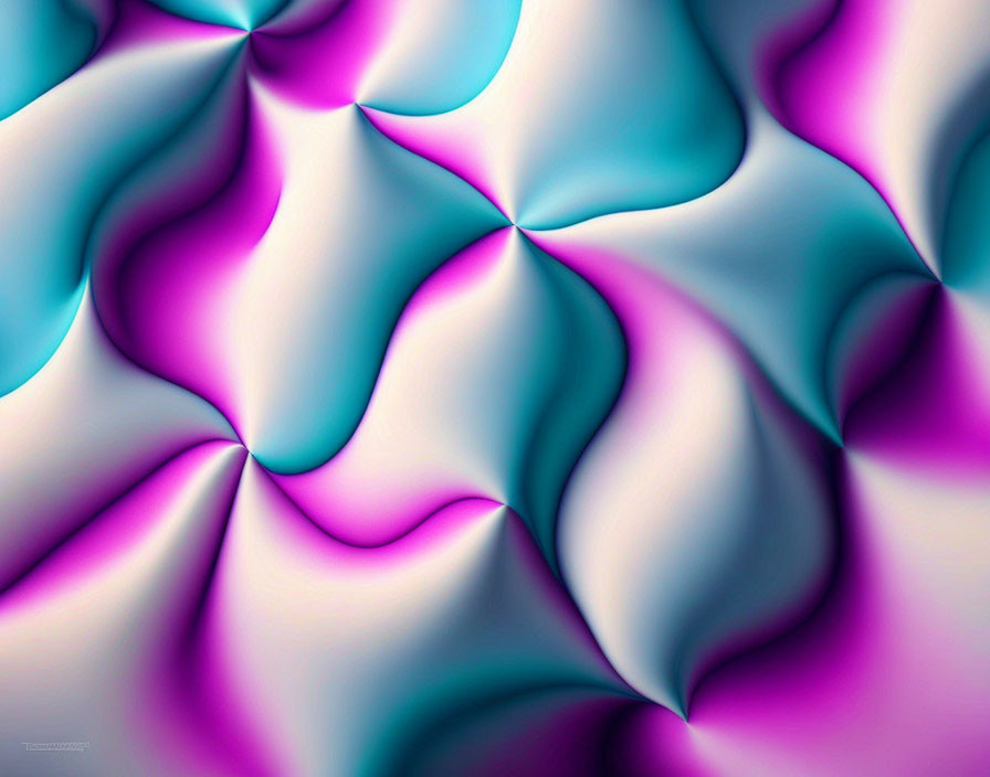 Abstract Pink, Blue, and White Silk-Like Shapes Artwork