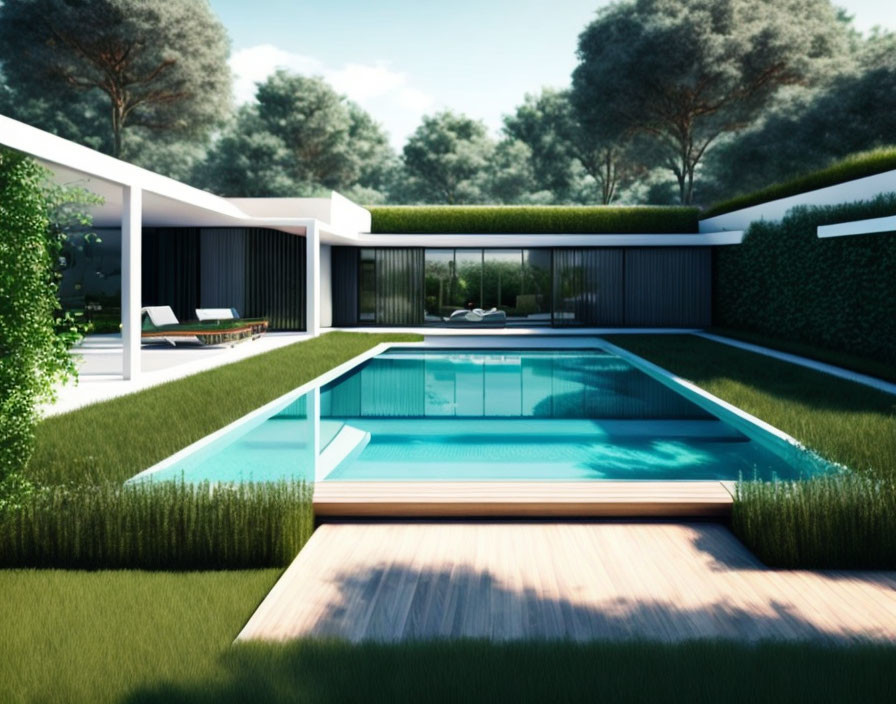 An aesthetic modern house with swimming pool 