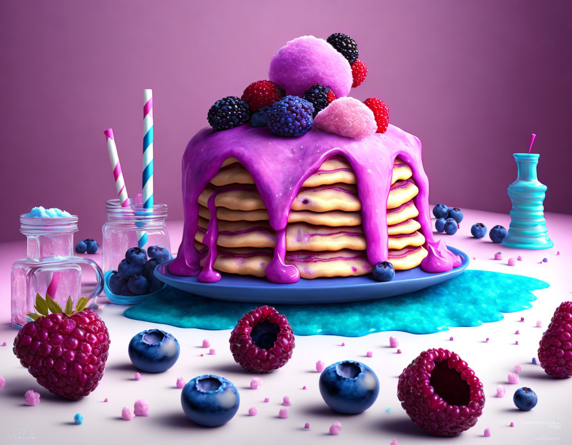   a dream of pancakes with frozen berries