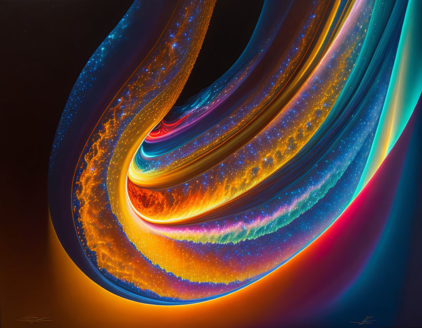 Colorful Cosmic Energy Swirls on Dark Background