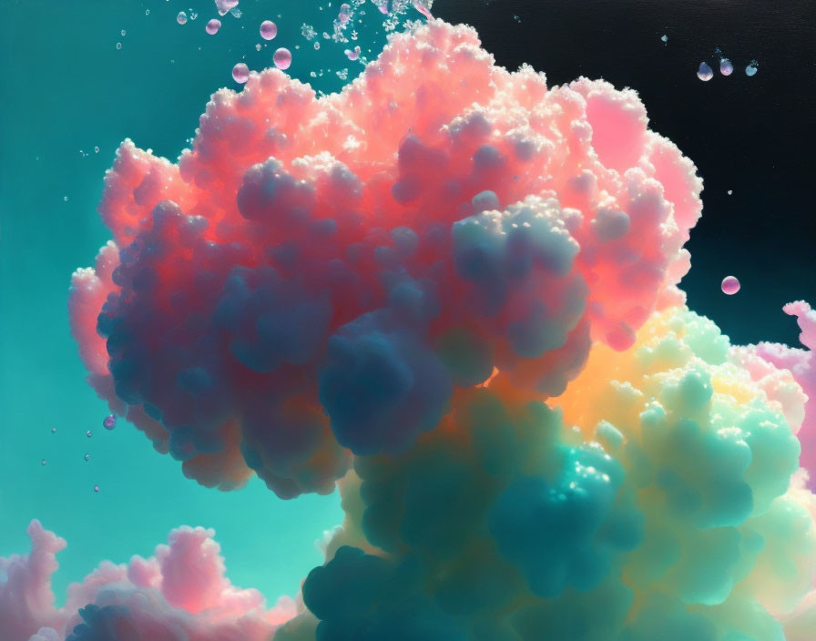 Colorful Cloud-Like Formation with Pink, Blue, and Turquoise Hues