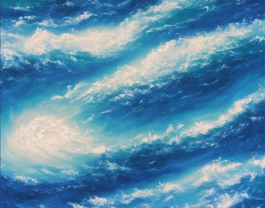 Blue and White Swirling Patterns Resembling Ocean or Sky