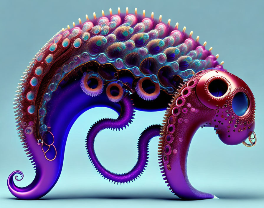 Colorful Stylized Octopus with Intricate Textures and Large Eyes