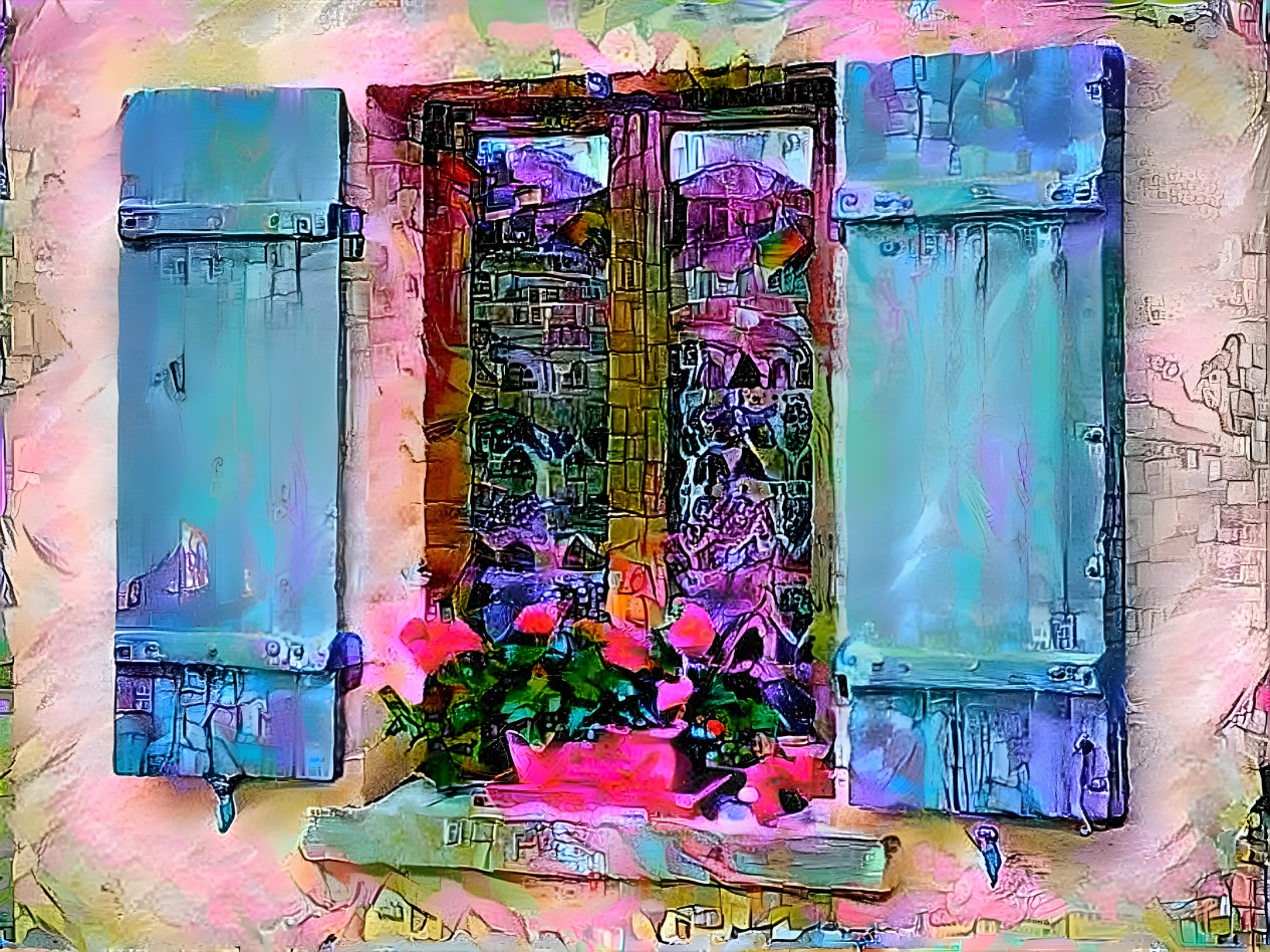 "Old Blue Shutters" - by Unreal from own photo.