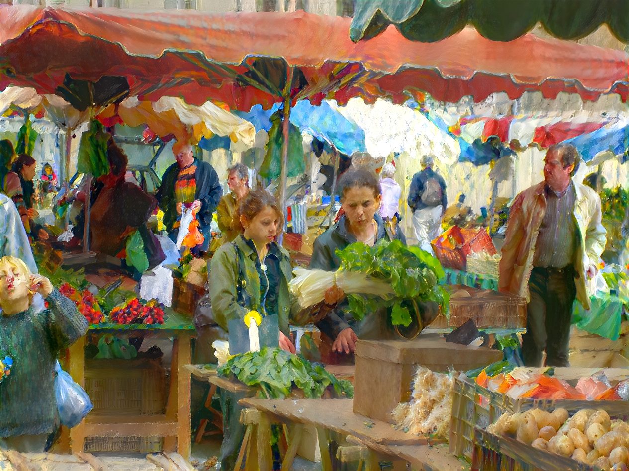 "Choosing Vegetables at French Market" - by Unreal