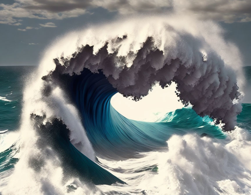Digitally-manipulated image: Massive wave with unique cloud-like texture