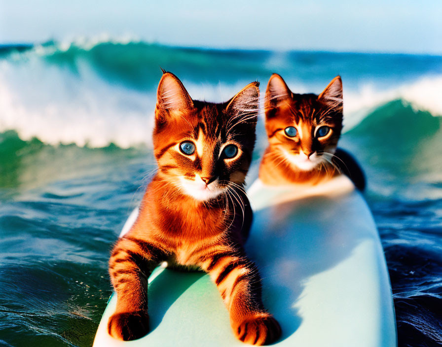 Kittens on a surfboard