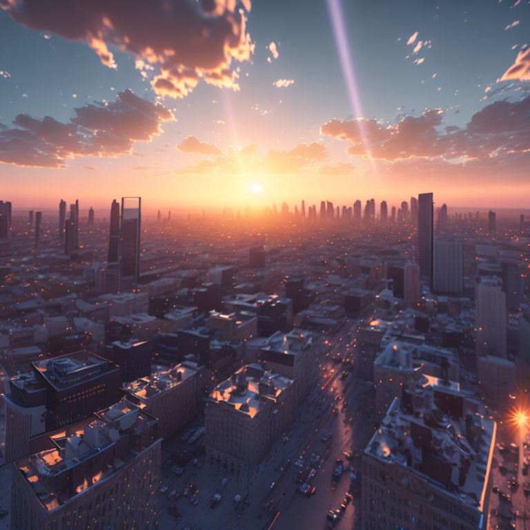 CityScape Breaks the Sunset