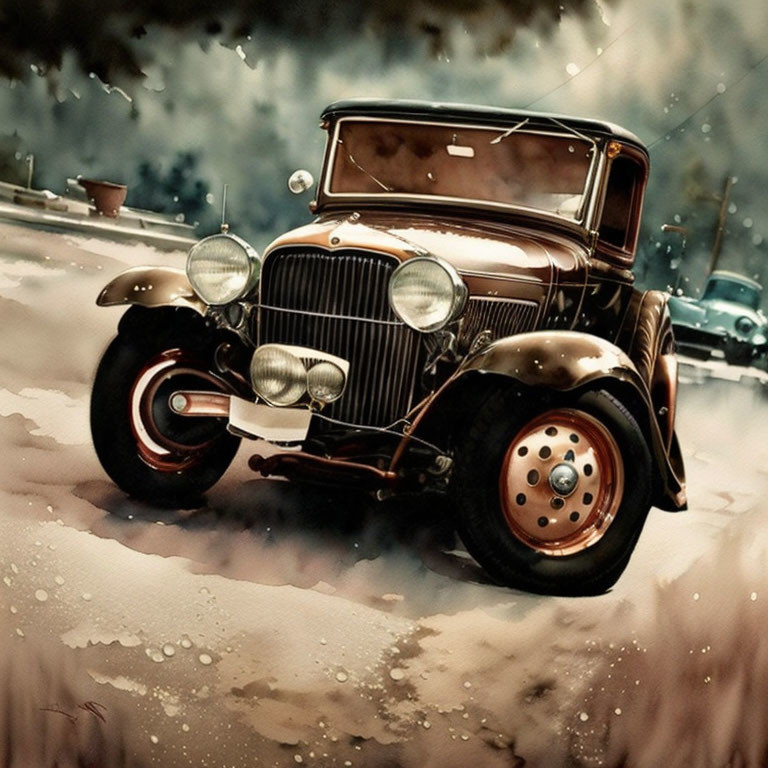 1932 Ford Rustic Hot Rod Watercolor