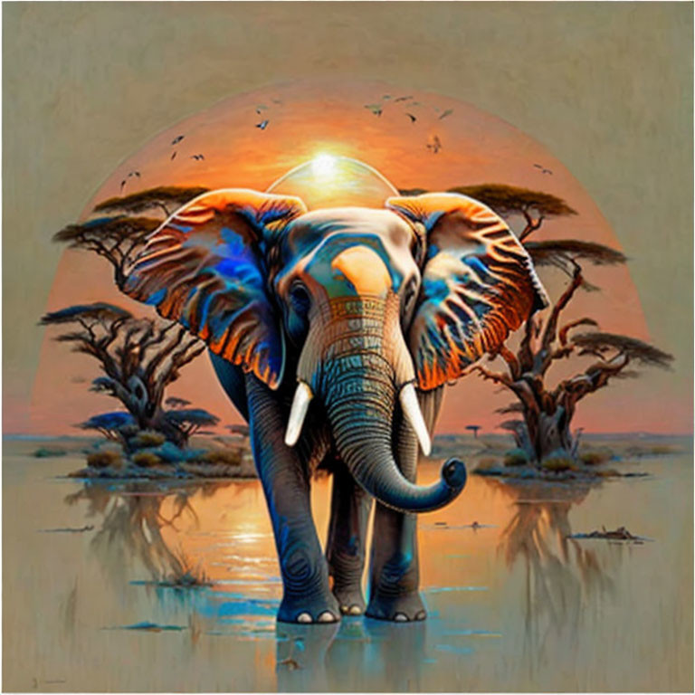 Elephant Pond in the Serengeti 