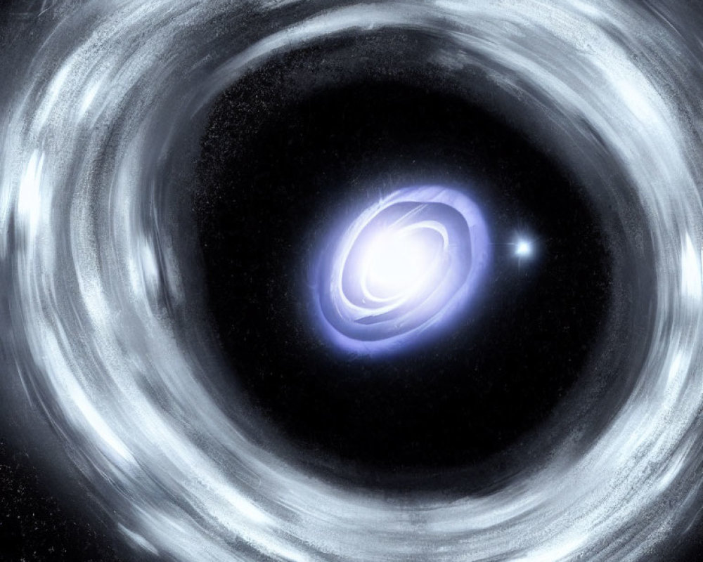 Bright Blue-White Accretion Disk Around Black Hole in Space