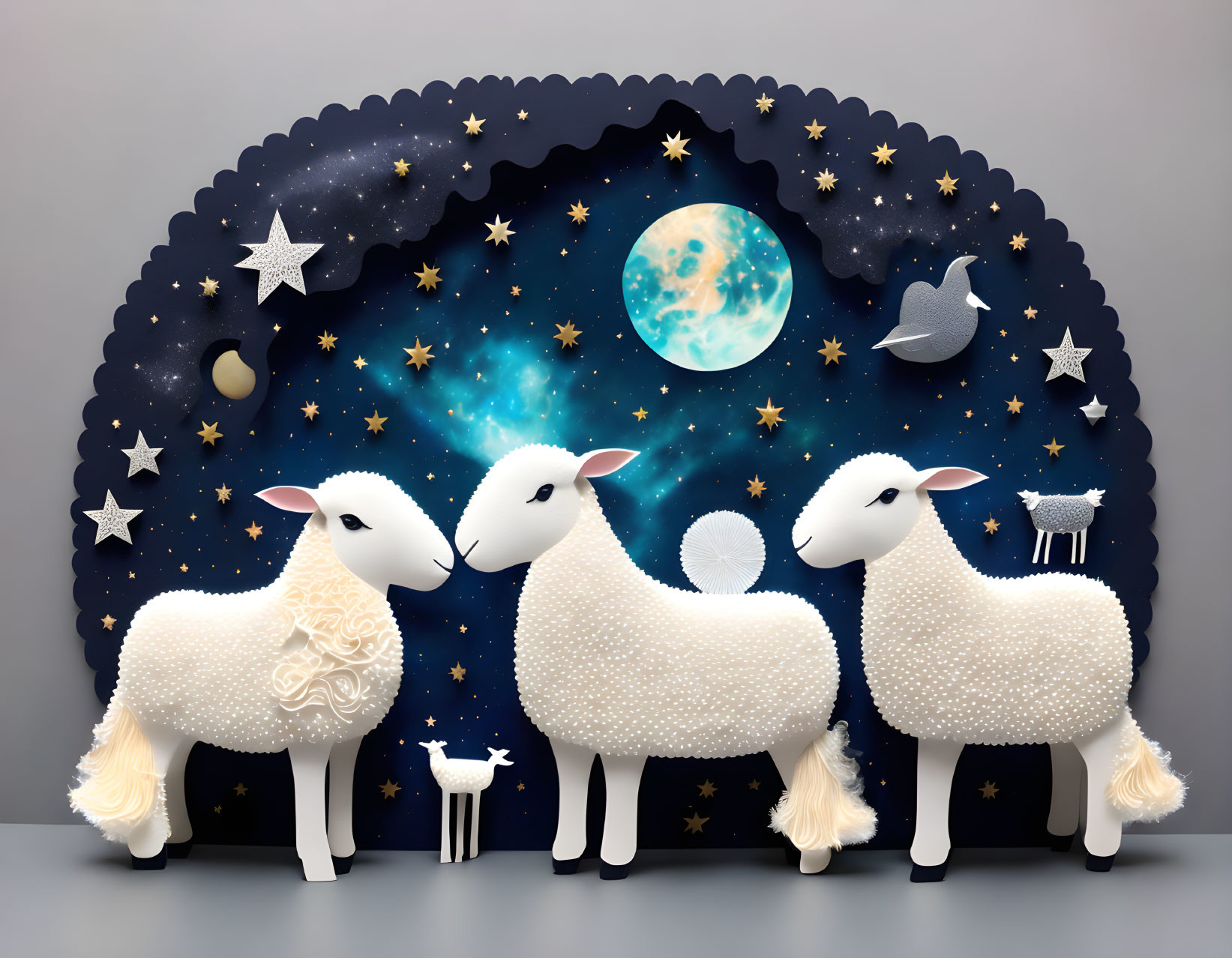 Paper Galaxy and sheeps