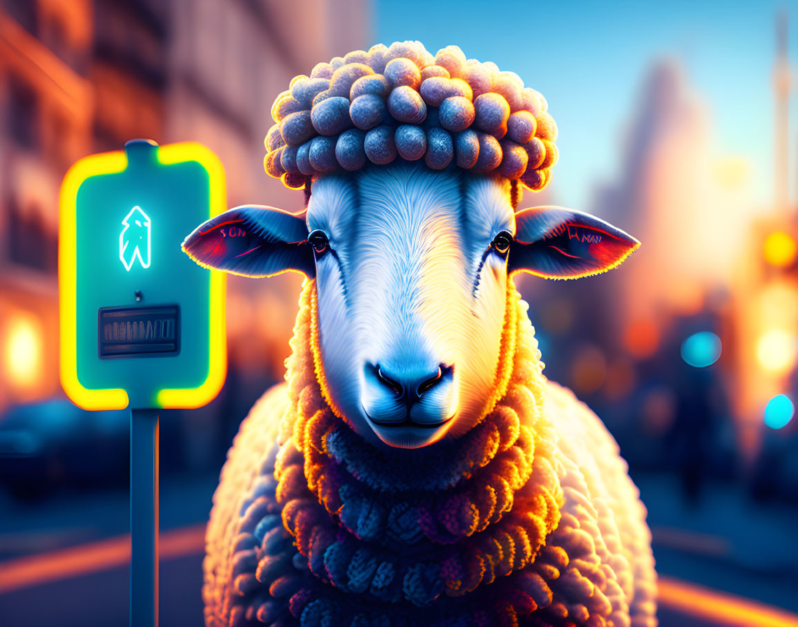 bump street sign, a sheep