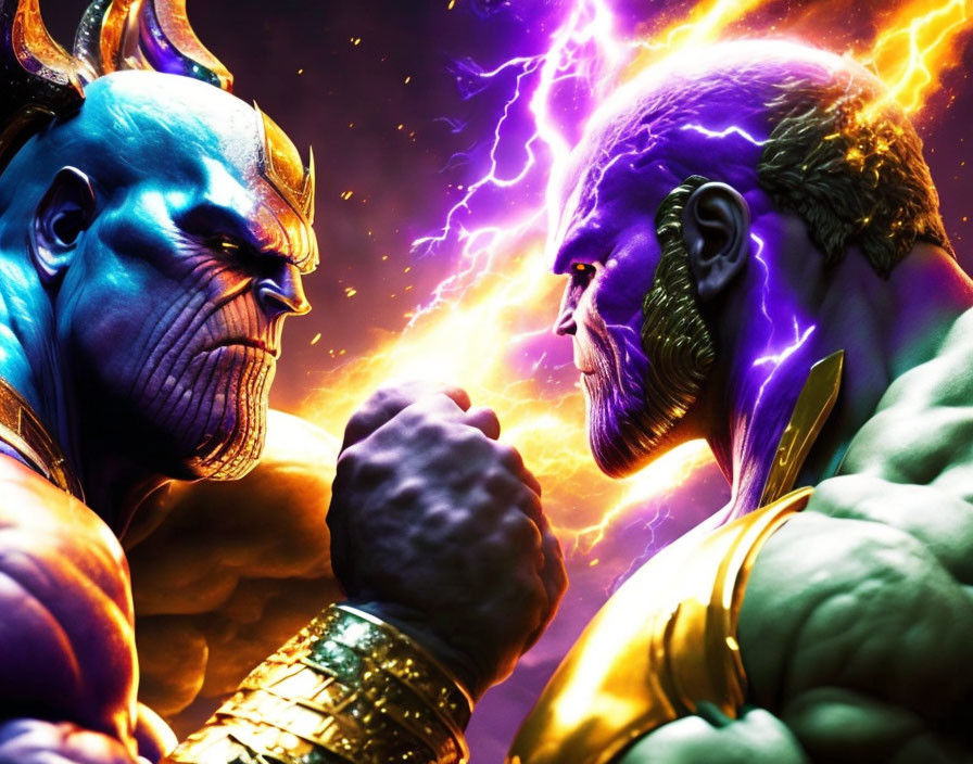 Thanos fighting Thor