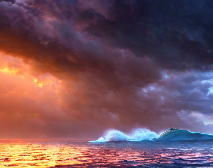 Dramatic seascape with vibrant sky and fiery sunset colors