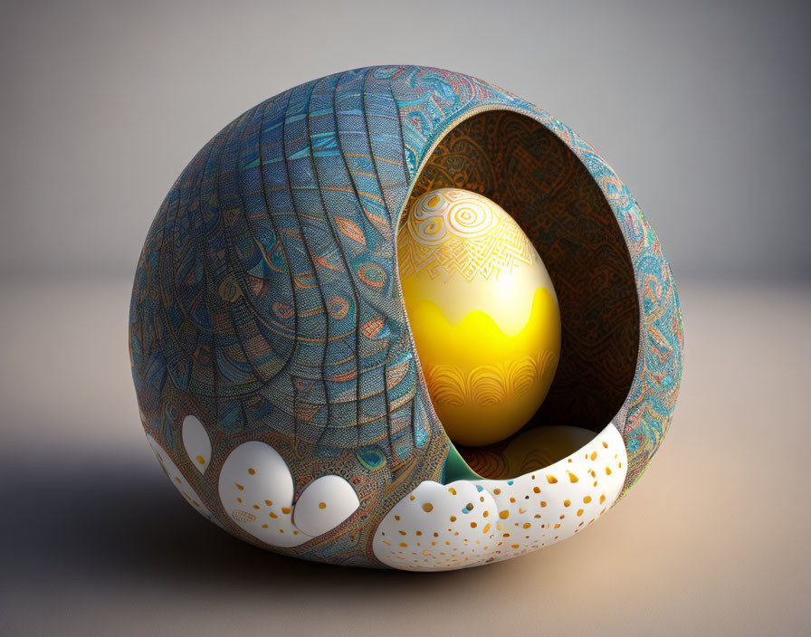 Egg surrounded by pattern