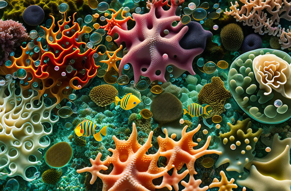 Detailed Underwater Scene with Coral and Tropical Fish