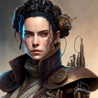 Detailed Steampunk Woman Artwork with Mechanical Components