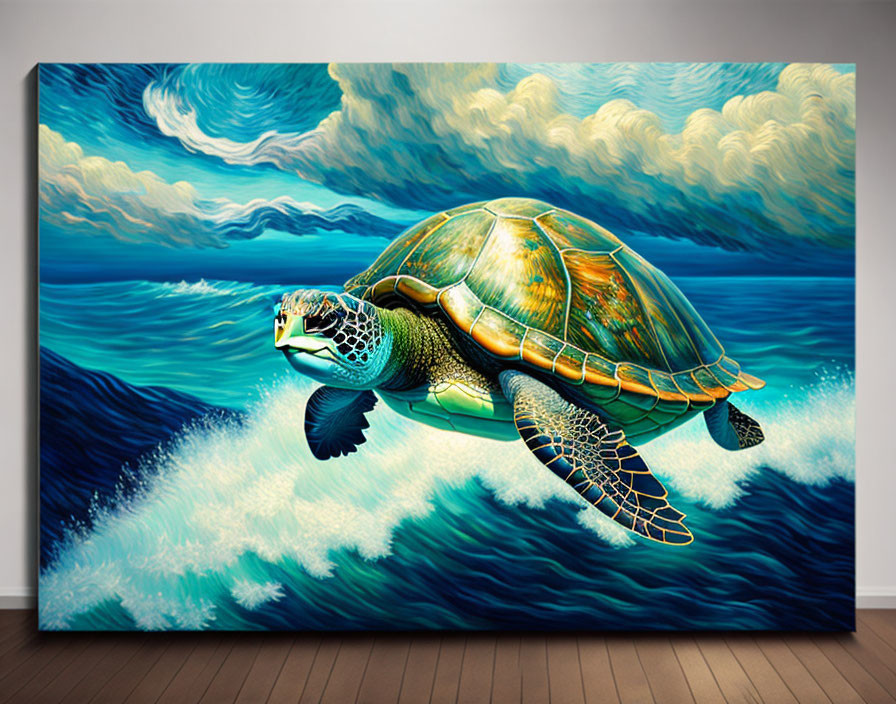 A painting of a sea turtle