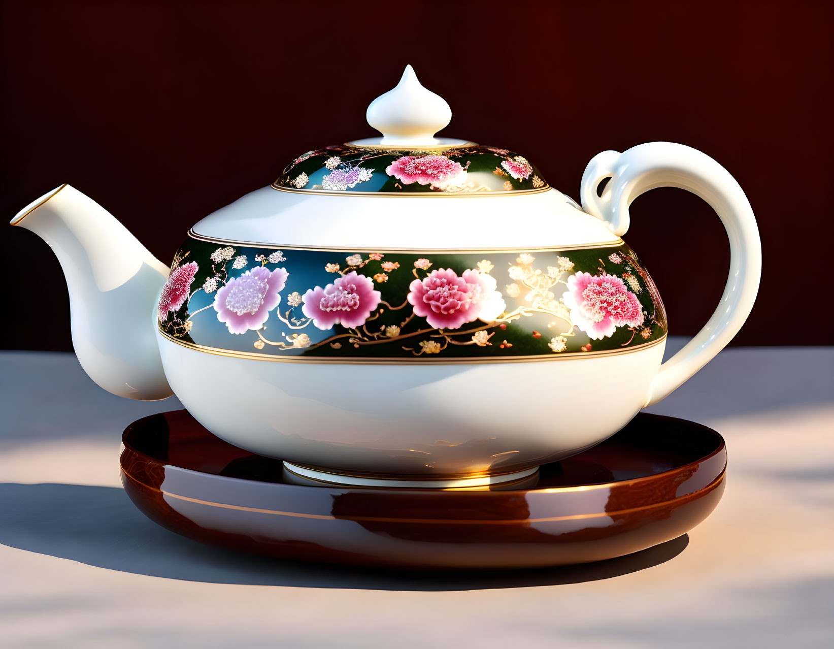A delicate porcelain teapot