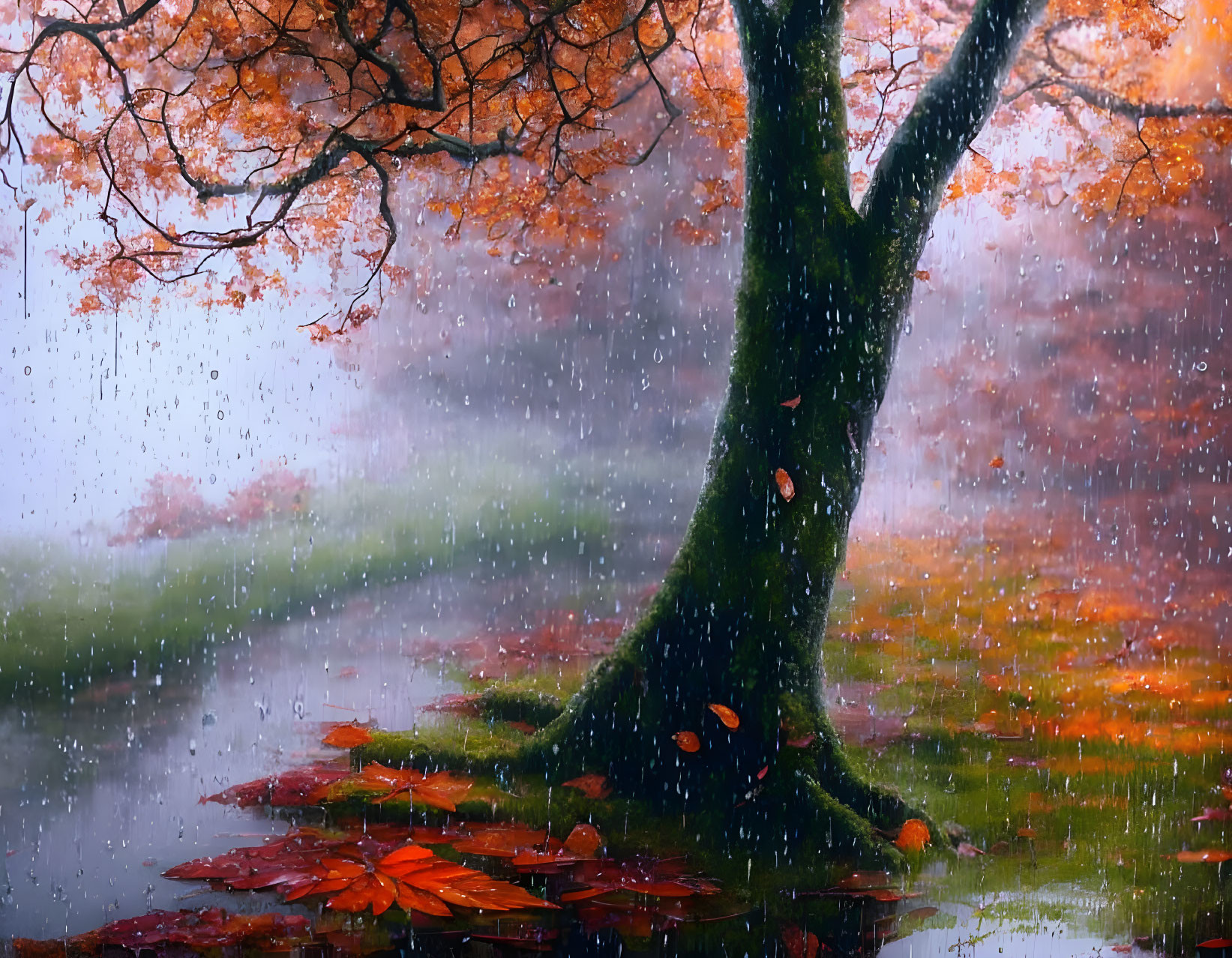 a rainy day in autumn