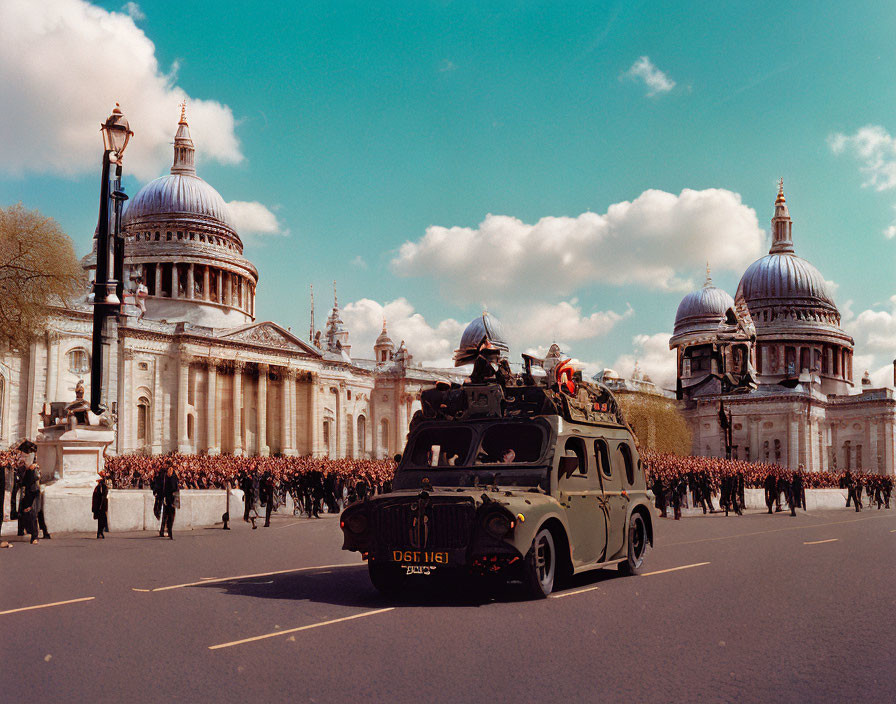 Vintage Military Vehicle Parade by St. Paul's Cathedral