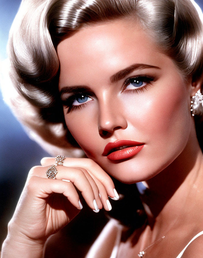 Vintage Hollywood Glamour: Classic Portrait of Woman with Short Blonde Hair