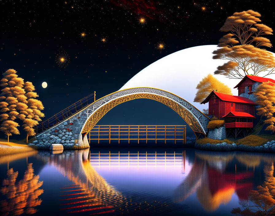 星空下的景观桥