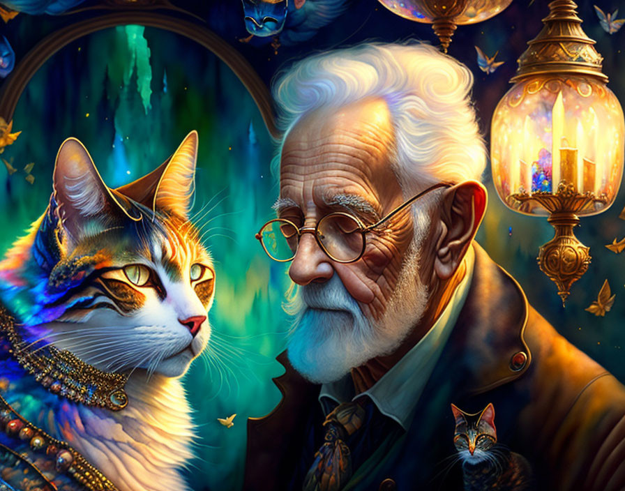 Old man and his cat 